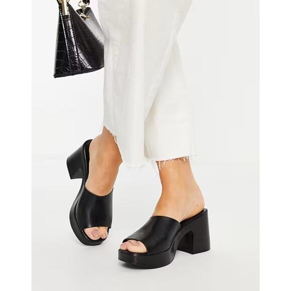 Asos Design Harper Heeled Mules In Black - US 7 - Picture 3 of 3